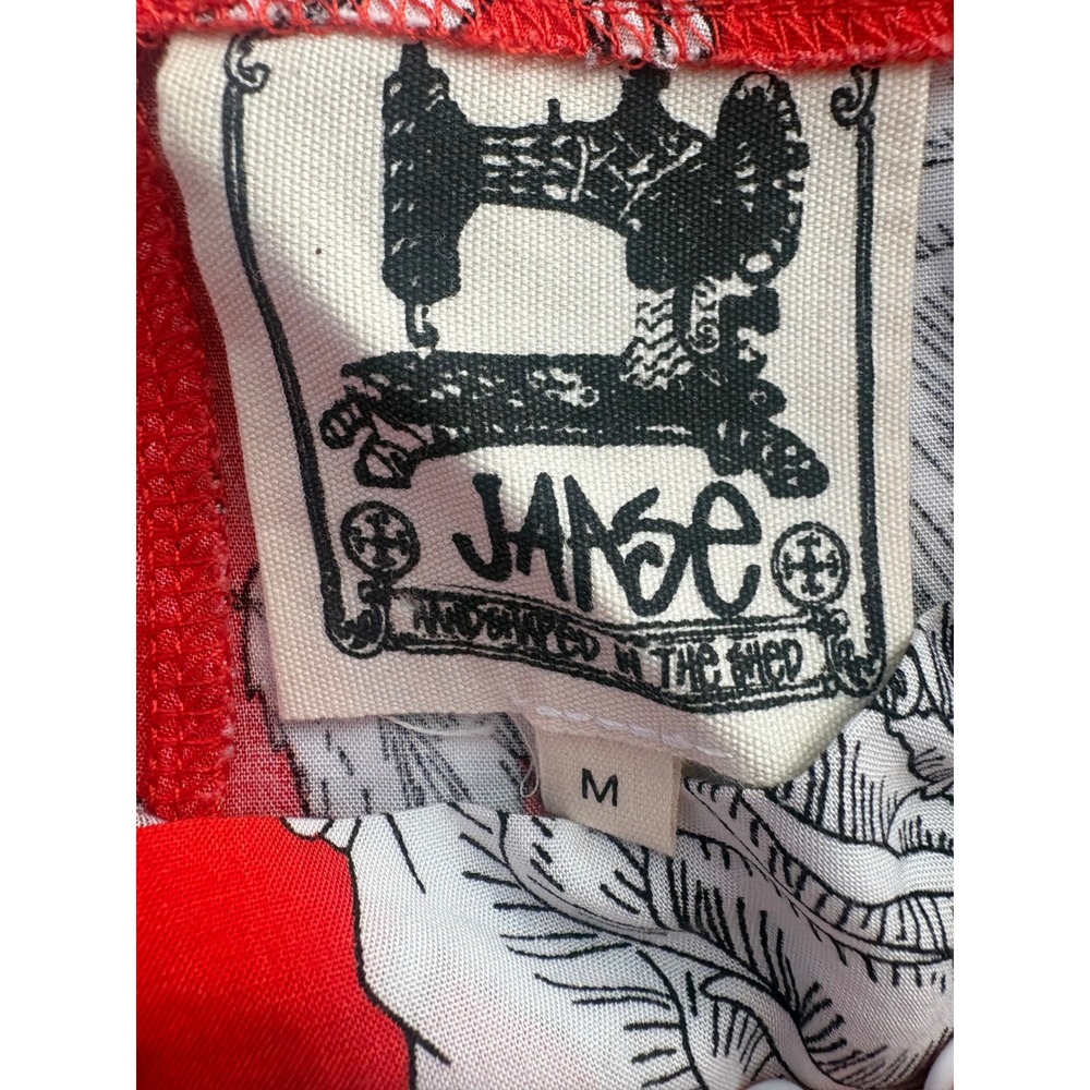 Jaase Red Floral Rose Print Paperbag Waist Rayon Straight Leg‎ Pants Womens M - Picture 5 of 6